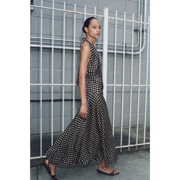 ZARA ZW COLLECTION HALTER POLKA DOT DRESS - Picture 7 of 10